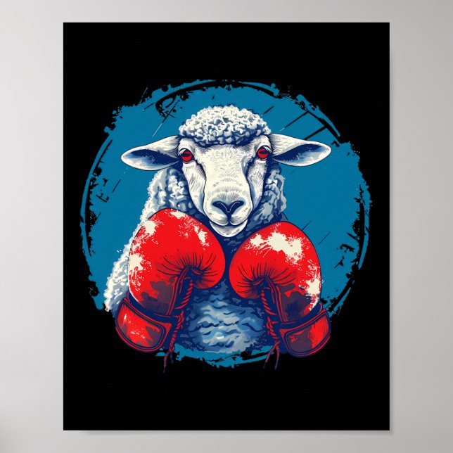 Affiche Boxer Sheep With Boxing Gloves Kickboxing Funny Bo (Devant)