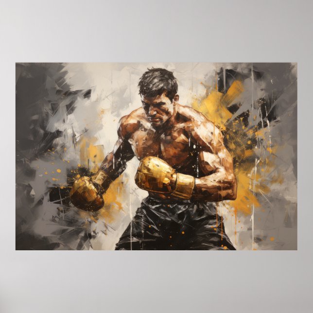 Affiche Boxer Sport Peinture Art Décor Abstrait (Devant)