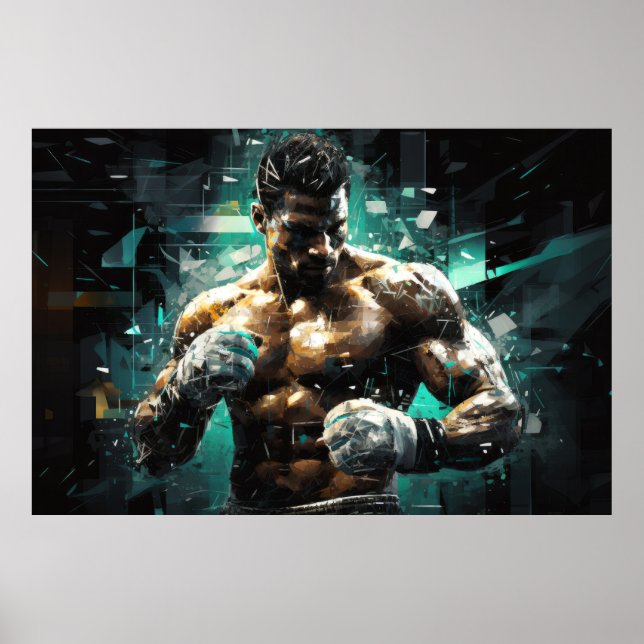 Affiche Boxer Sport Peinture Art Décor Abstrait (Devant)