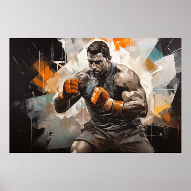 Affiche Boxer Sport Peinture Art Décor Abstrait (Devant)
