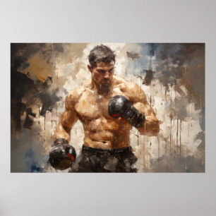 Affiche Boxer Sport Peinture Art Décor Abstrait