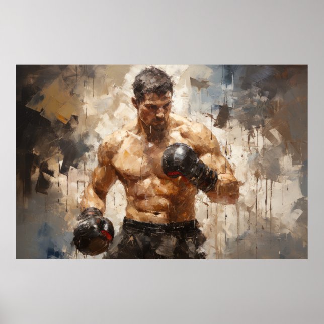 Affiche Boxer Sport Peinture Art Décor Abstrait (Devant)