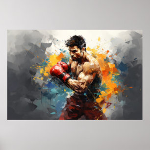 Affiche Boxer Sport Peinture Art Décor Abstrait