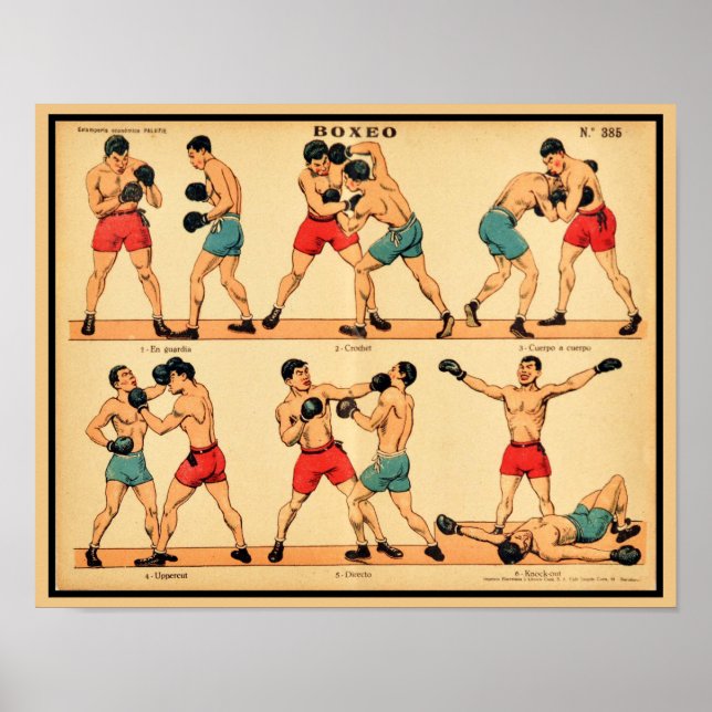 Affiche Boxer Stance and Punches des années 1920 (Devant)
