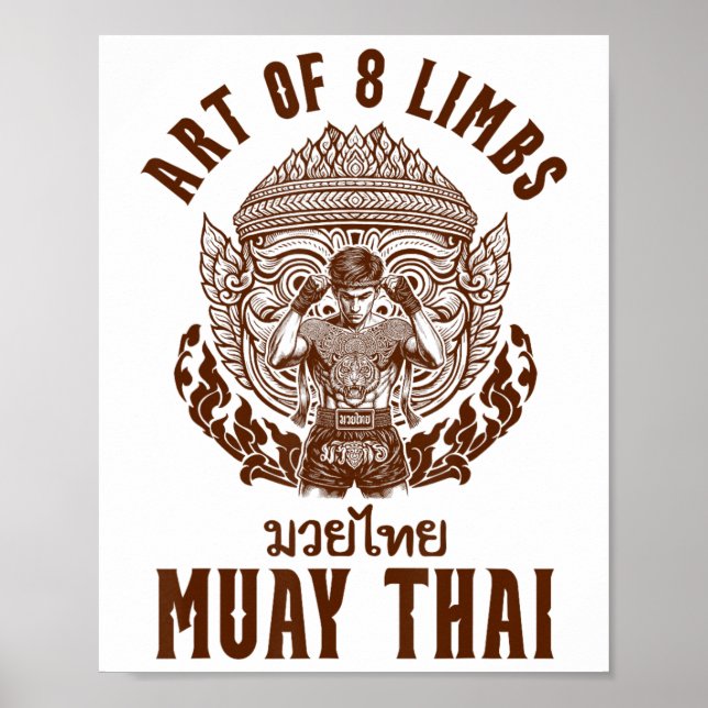 Affiche Boxer Thaï Muay Boxer Art De 8 Membres (Devant)