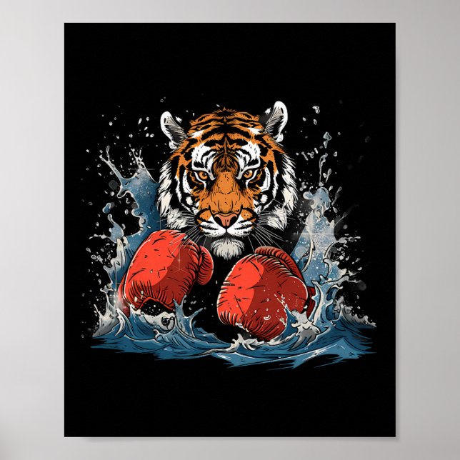 Affiche Boxer Tiger With Boxing Gloves Kickboxing Funny Bo (Devant)