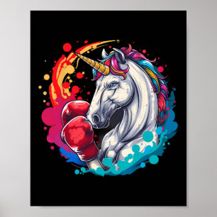 Affiche Boxer Unicorn Avec Gants De Boxe Kickboxing Drôle