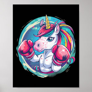 Affiche Boxer Unicorn Avec Gants De Boxe Kickboxing Drôle