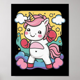Affiche Boxer Unicorne Avec Gants De Boxe Aime Boxer