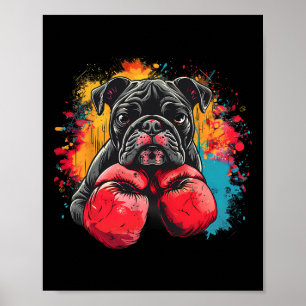 Affiche Boxeur Bouledogue Avec Gants De Boxe Kickboxing Dr