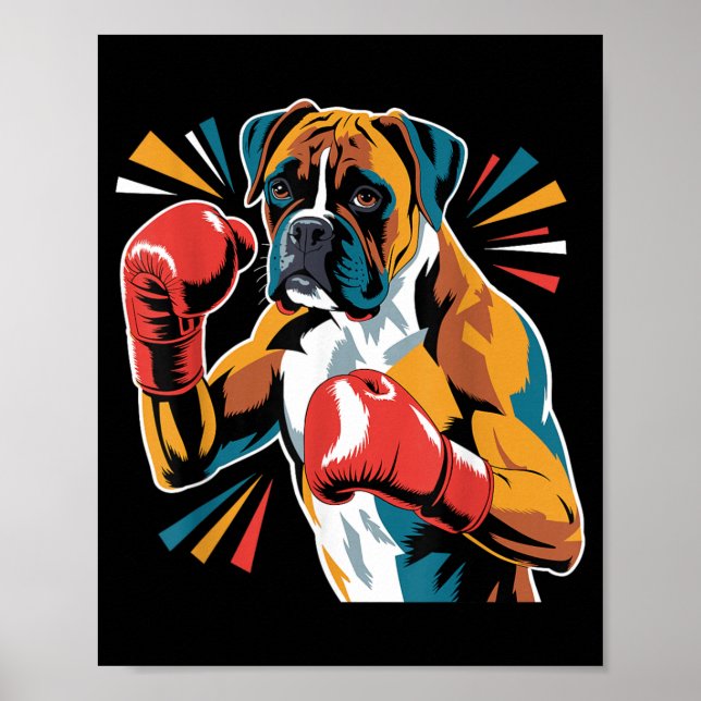 Affiche Boxeur de kickboxing amateurs de chiens de boxe dr (Devant)