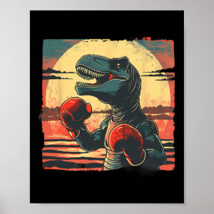 Affiche Boxeur Dinosaure Boxe Dino Kickboxing T-rex Boxe