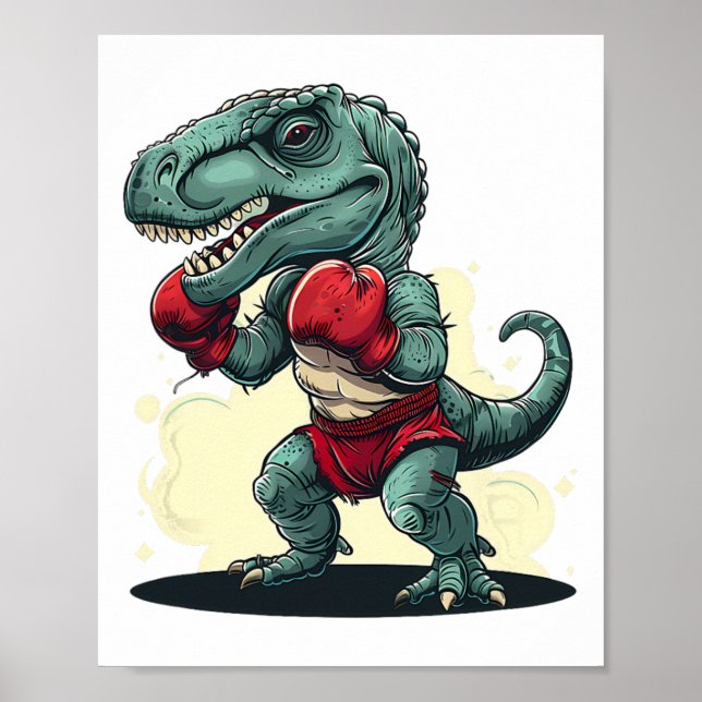 Affiche Boxeur Dinosaure Boxe Dinosaure Kickboxing T-rex B (Devant)