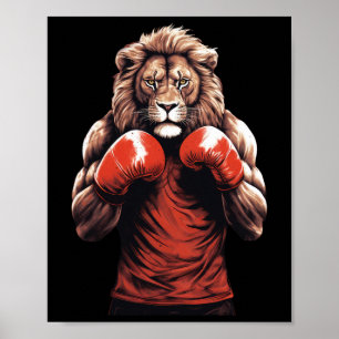Affiche Boxeur Lion Boxe Arts Martiaux Mixtes Kickboxing