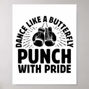 Affiche Boxeur Sport Danse Comme Un Papillon Frappe Avec F