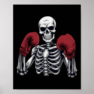 Affiche Boxeur squelette Boxe Kickboxing Halloween Arts ma
