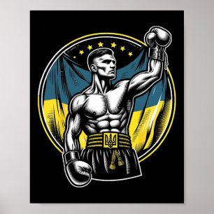 Affiche Boxeur ukrainien Combattant de boxe patriotique Dr