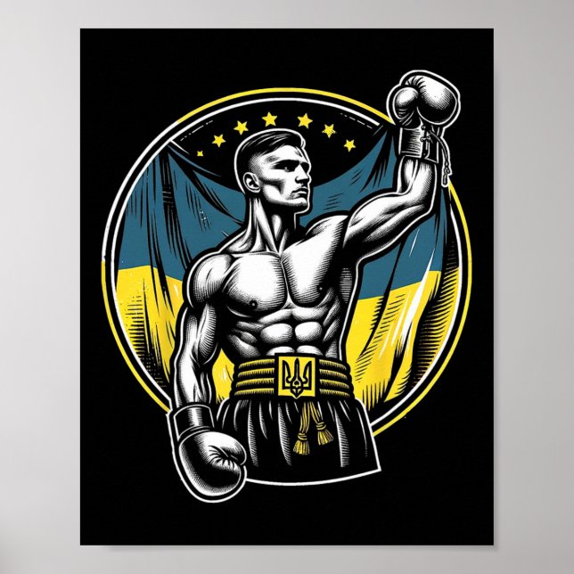 Affiche Boxeur ukrainien Combattant de boxe patriotique Dr (Devant)