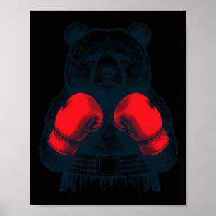Affiche Boxing Bear Fighting Boxer Boxer Gants Lover