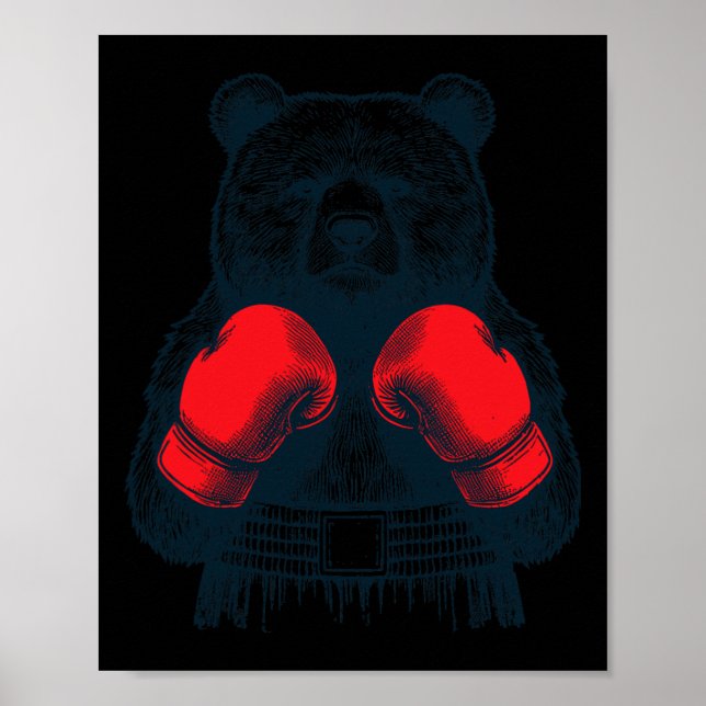 Affiche Boxing Bear Fighting Boxer Boxer Gants Lover (Devant)