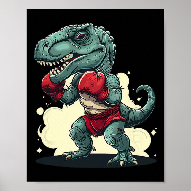 Affiche Boxing Dinosaur Boxer Dino Kickboxing T-rex Boxing (Devant)
