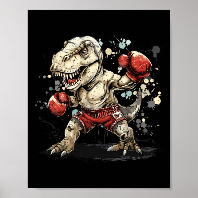 Affiche Boxing Dinosaur Boxer T-rex Kickboxing Dino Boxing (Devant)