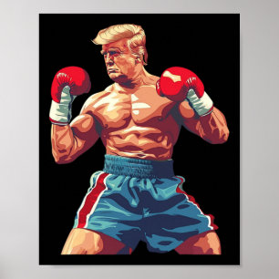 Affiche Boxing Donald Trump - Lutte Musclée Pour Sauver L'