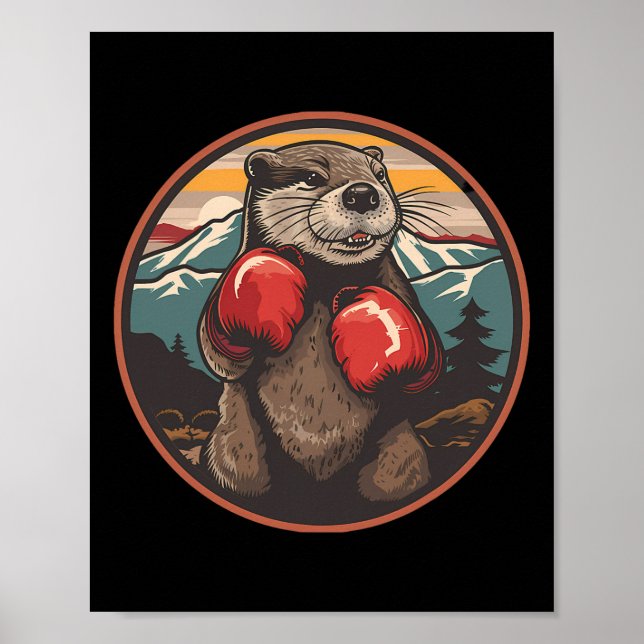 Affiche Boxing Otter With Boxing Gloves Kickboxing Funny B (Devant)