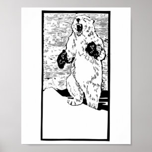 Affiche Boxing Polar Bear Réchauffement climatique de comb