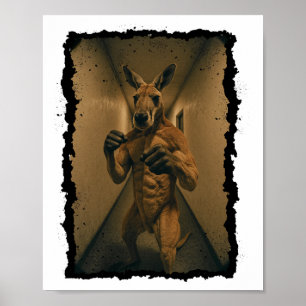 Affiche Boxing Retro Kangaroo Debout Dans Le Hallway Fun