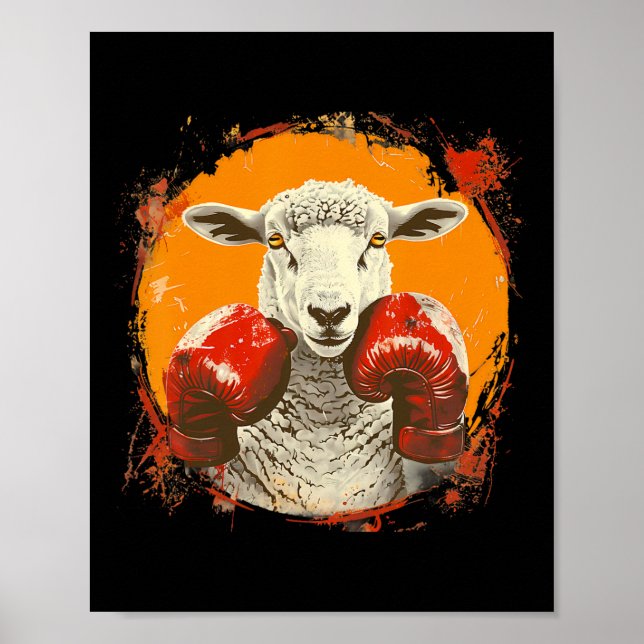 Affiche Boxing Sheep With Boxing Gloves Kickboxing Funny B (Devant)