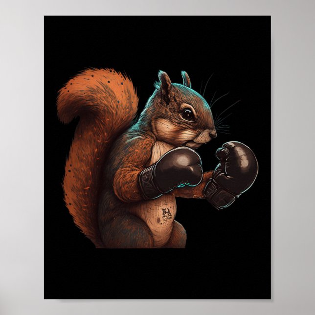 Affiche Boxing Squirrel Boxer Boxing Gloves Kickboxing Mma (Devant)