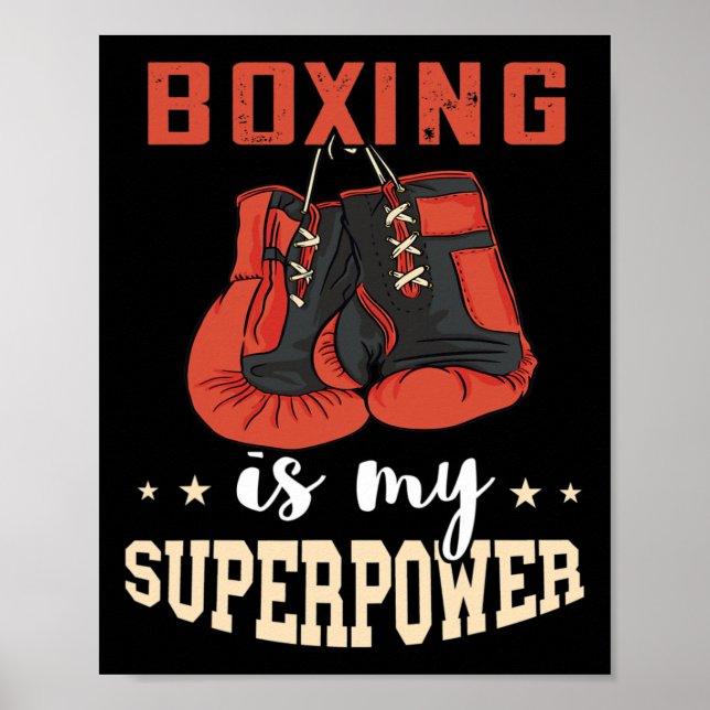 Affiche Boxing Superpower Boxing Gloves Kickboxer Kickboxi (Devant)