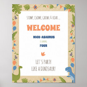 Affiche Boy Birthday - Dinosaur Stomp 8x10 signe vertical