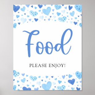 Affiche Boy Blue Hearts Valentine Baby shower signe alimen