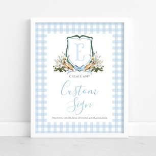 Affiche Boy Blue Pelican Baby shower Custom Sign