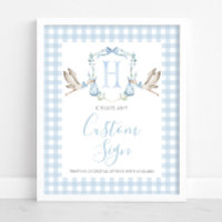 Boy Blue Stork Baby shower Panneau personnalisé