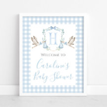 Boy Blue Stork Baby shower Preppy Sud