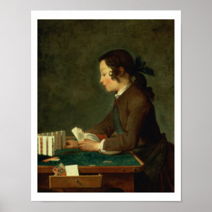 Affiche Boy Building a Castle of Cards (huile sur toile)