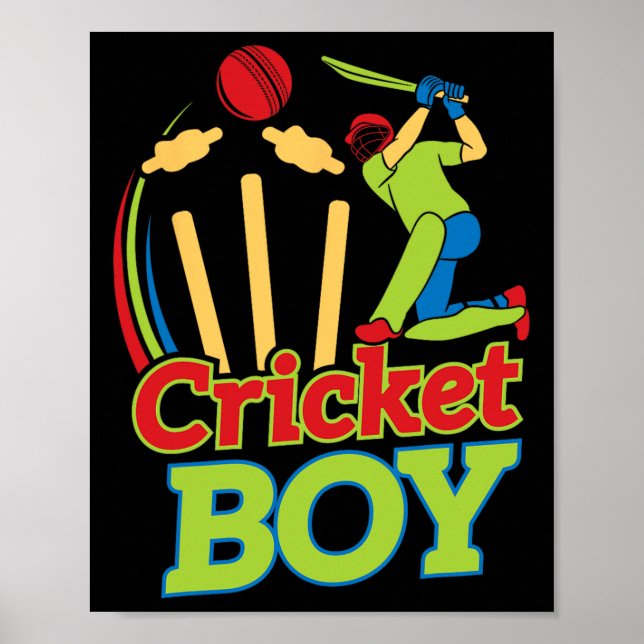 Affiche Boy Cricket Player Design For Athletes - Cricket G (Devant)