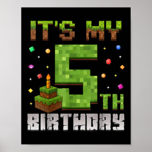 Affiche Boy Enfant Anniversaire Fête C'Est Mon 5e Annivers