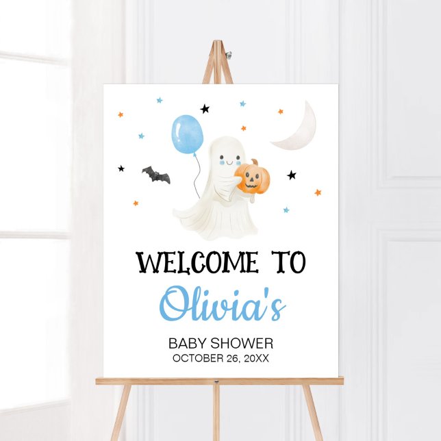 Affiche Boy Halloween Little Boo Baby Shower Welcome (A Little Boo Baby Shower Welcome Sign)