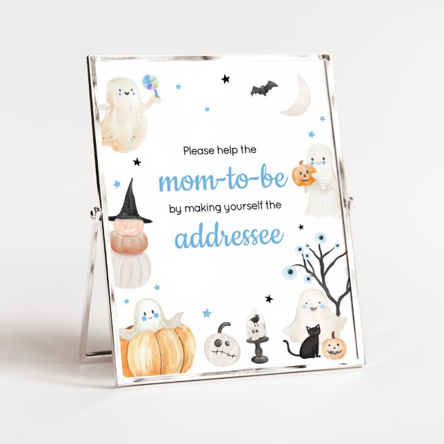 Affiche Boy Halloween petite enveloppe Boo (A Little Boo Baby Shower Envelope Station Sign)