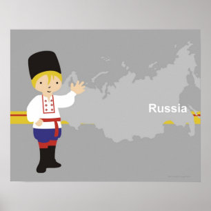 Affiche Boy in traditional Russian clothing in front of