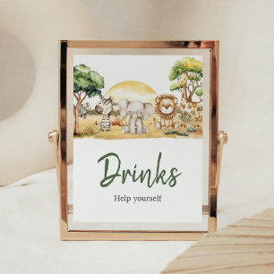 Affiche Boy Jungle Safari Animaux Baby shower Boissons