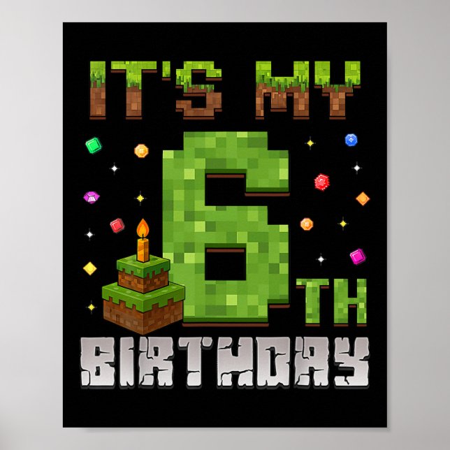 Affiche Boy Kid Birthday Party It's My 6th Birthday Gamer  (Devant)