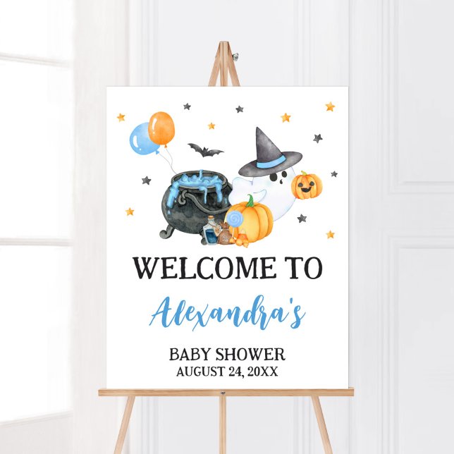 Affiche Boy Little Boo Ghost Baby shower Bienvenue (Ghost Halloween Baby Shower
Welcome Sign)