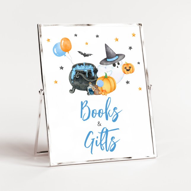 Affiche Boy Little Boo Ghost Baby showers Livres et cadeau (Ghost Halloween Baby Shower
Books and Gifts Sign)