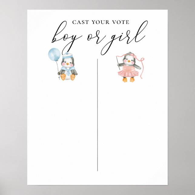 Affiche Boy or Girl. Gender reveal. Team voting board (Devant)