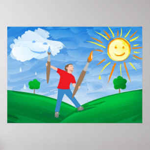 Affiche Boy Painting Skies